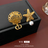 Copper Geometric Electroplated Women's Shell Starfish Earrings