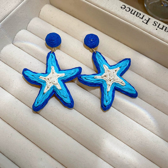 Copper Geometric Electroplated Women's Shell Starfish Earrings