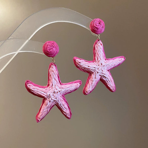 Copper Geometric Electroplated Women's Shell Starfish Earrings