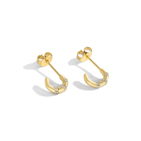 Copper Geometric Female Semiround Diamond Gold Plated Earrings
