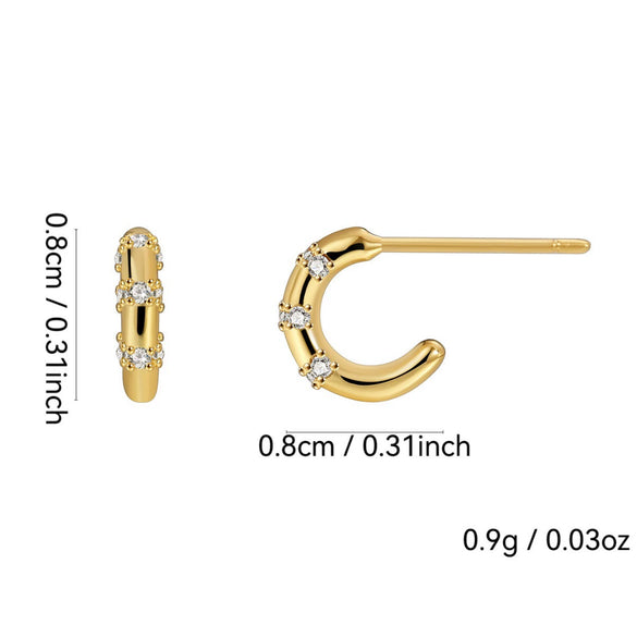 Copper Geometric Female Semiround Diamond Gold Plated Earrings