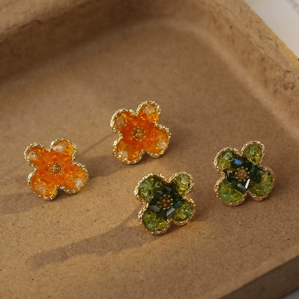 Copper Geometric Flower Electroplated Women's Earrings