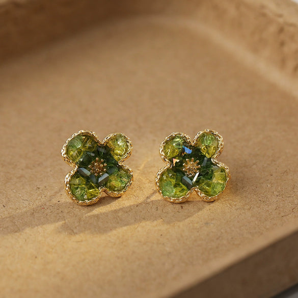 Copper Geometric Flower Electroplated Women's Earrings