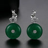 Copper Geometric Green Chalcedony And Zircon Earrings With Electroplated Finish And Safety Back Closure For Women Wholesale