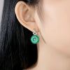 Copper Geometric Green Chalcedony And Zircon Earrings With Electroplated Finish And Safety Back Closure For Women Wholesale