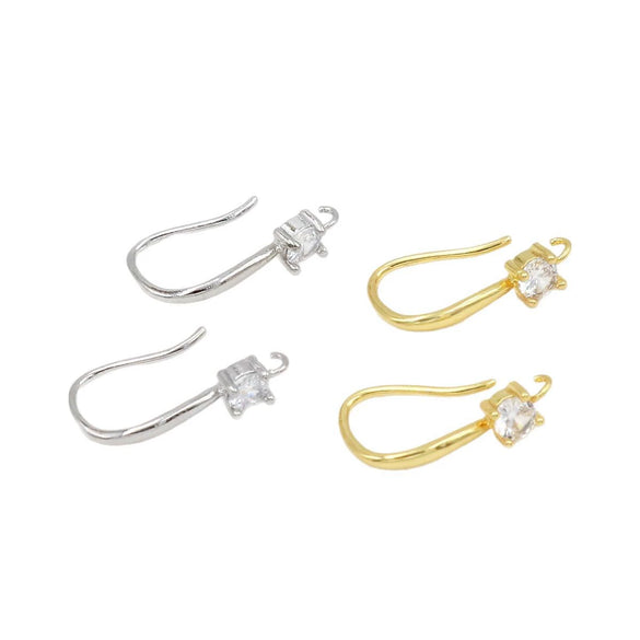 Copper Geometric Handmade Ear Hooks Earrings Accessories Electroplated With 18K Real Gold And Micropaved Zircon