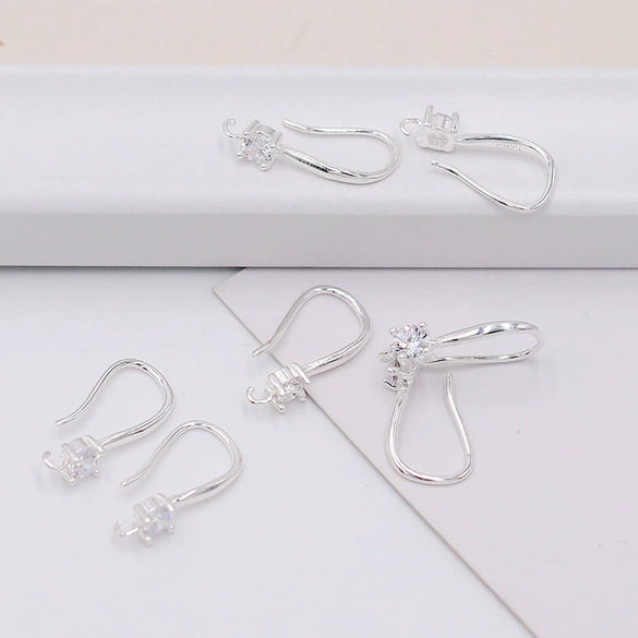 Copper Geometric Handmade Ear Hooks Earrings Accessories Electroplated With 18K Real Gold And Micropaved Zircon