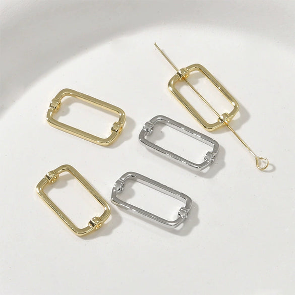 Copper Geometric Hollow Square Oval Pendant Jewelry Accessories With 14K Gold Color Electroplating