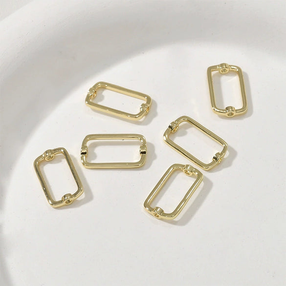 Copper Geometric Hollow Square Oval Pendant Jewelry Accessories With 14K Gold Color Electroplating