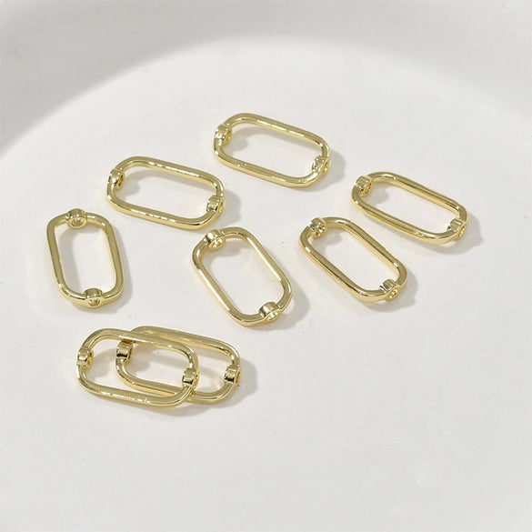 Copper Geometric Hollow Square Oval Pendant Jewelry Accessories With 14K Gold Color Electroplating