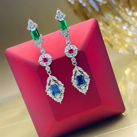 Copper Geometric Inlaid Zircon Women's Light Luxury Earrings