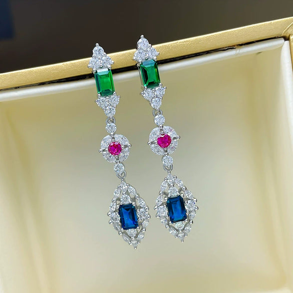 Copper Geometric Inlaid Zircon Women's Light Luxury Earrings