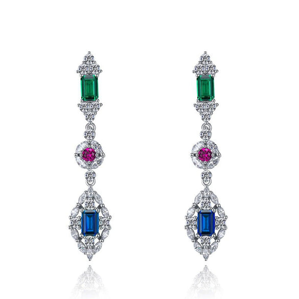 Copper Geometric Inlaid Zircon Women's Light Luxury Earrings