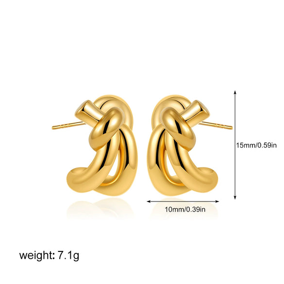Copper Geometric Knotted Braided Electroplated Unisex Earrings