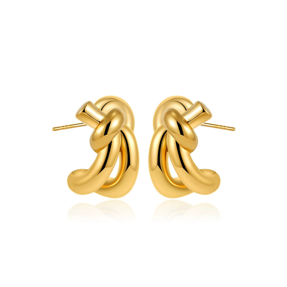 Copper Geometric Knotted Braided Electroplated Unisex Earrings