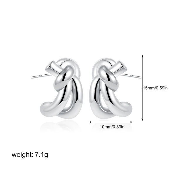 Copper Geometric Knotted Braided Electroplated Unisex Earrings