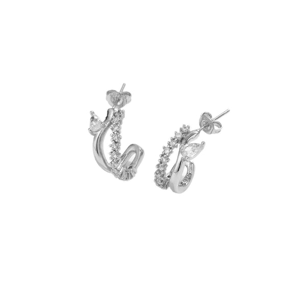 Copper Geometric Microinlaid Zircon Earrings For Women