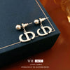 Copper Geometric Oval Pig Nose Electroplated Twowear Stylish Earrings For Women