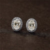 Copper Geometric Oval Pigeon Egg Small Earrings With Diamond Zircon For Women