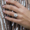 Copper Geometric Oval Zircon Inlaid Ring For Women