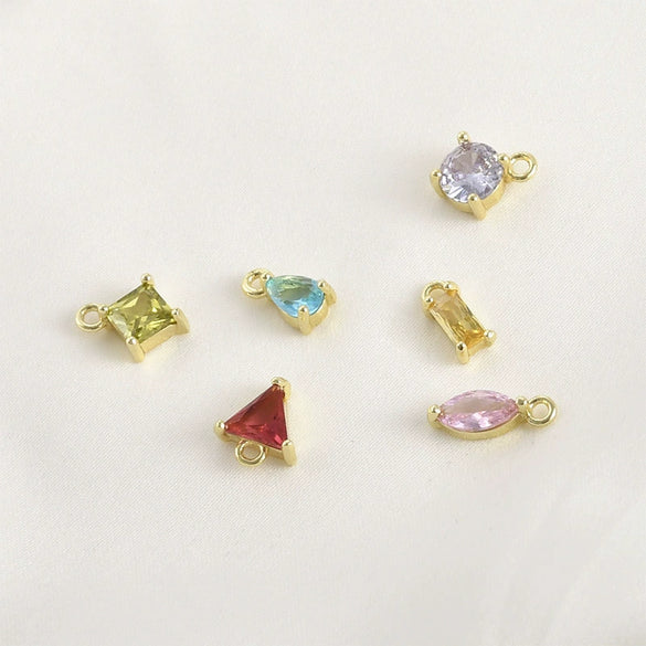 Copper Geometric Pendant Diy Hand Made Jewelry Accessories Material With 14K True Gold Color Retaining Electroplating And Colorful Zircon