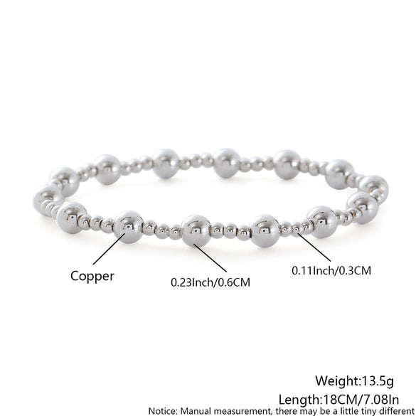 Copper Geometric Round Bead Stacking Elastic Bracelets For Women Purely Handmade Minimalist Jewelry