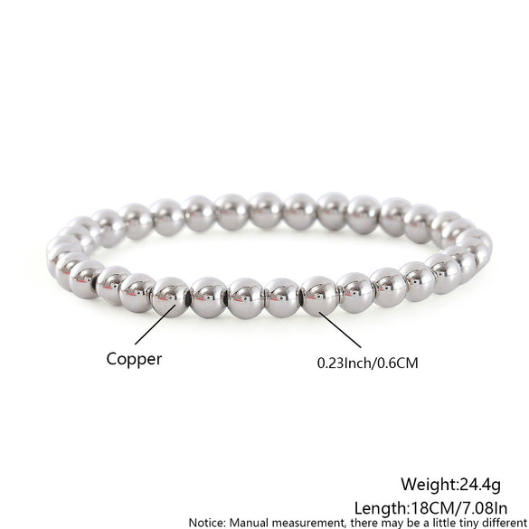Copper Geometric Round Bead Stacking Elastic Bracelets For Women Purely Handmade Minimalist Jewelry