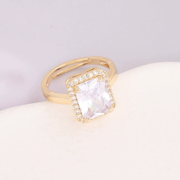 Copper Geometric Square Emerald Micropaved Pendant Necklace Set With Electroplating