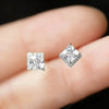 Copper Geometric Square Women's Earrings With Zirconia Design Simple Style