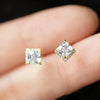 Copper Geometric Square Women's Earrings With Zirconia Design Simple Style