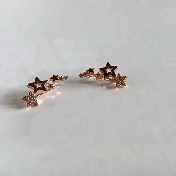 Copper Geometric Star Earrings Fresh Simple Fashion Trend Ear Jewelry