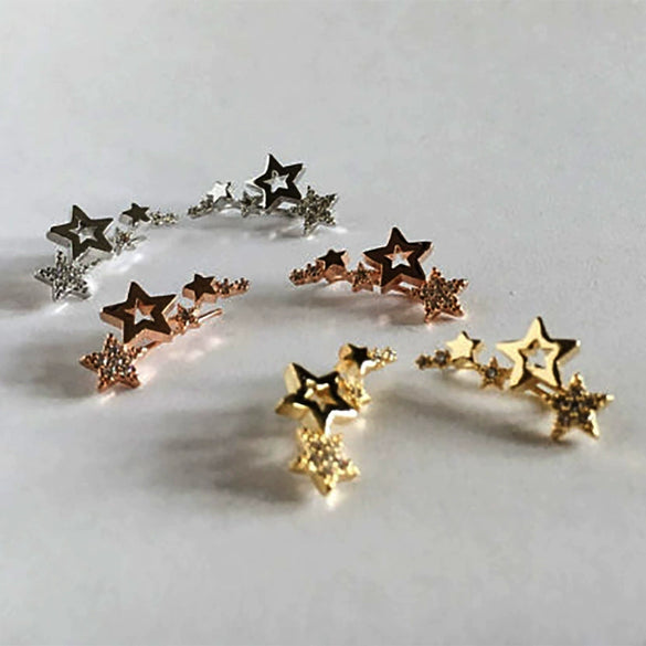 Copper Geometric Star Earrings Fresh Simple Fashion Trend Ear Jewelry