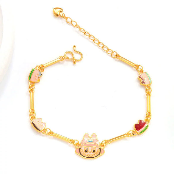 Copper Geometric Style Electroplated Cat Bracelet For Girlfriend