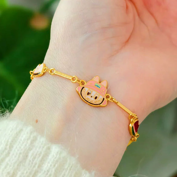 Copper Geometric Style Electroplated Cat Bracelet For Girlfriend