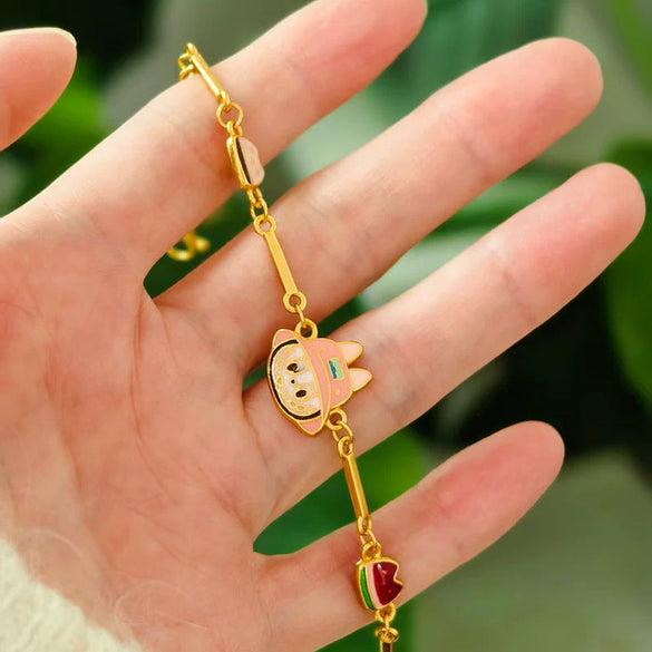 Copper Geometric Style Electroplated Cat Bracelet For Girlfriend