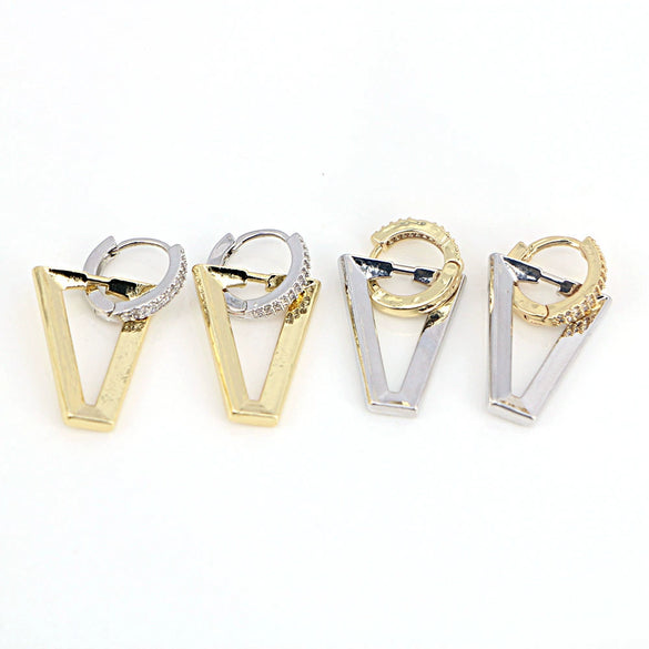 Copper Geometric Triangle Earrings With Electroplated Finish Simple Fashion Personality Stud Earrings
