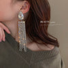 Copper Geometric Water Drop Diamond Long Tassel Earrings Fashion Versatile Dangle Earrings For Women