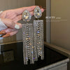 Copper Geometric Water Drop Diamond Long Tassel Earrings Fashion Versatile Dangle Earrings For Women