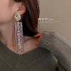 Copper Geometric Water Drop Diamond Long Tassel Earrings Fashion Versatile Dangle Earrings For Women