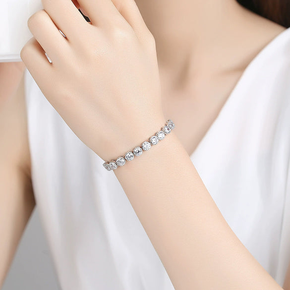 Copper Geometric Zircon Bracelet Fashion Simple Elegant High Shine Women's Jewelry