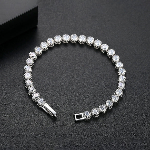 Copper Geometric Zircon Bracelet Fashion Simple Elegant High Shine Women's Jewelry