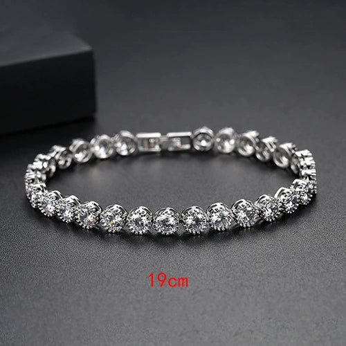 Copper Geometric Zircon Bracelet Fashion Simple Elegant High Shine Women's Jewelry