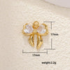Copper Gold Plated Bow Shape Zircon Pearl Sweet Jewelry Pendant Diy Accessories