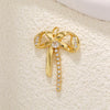 Copper Gold Plated Bow Shape Zircon Pearl Sweet Jewelry Pendant Diy Accessories