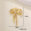Copper Gold Plated Bow Shape Zircon Pearl Sweet Jewelry Pendant Diy Accessories
