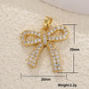 Copper Gold Plated Bow Shape Zircon Pearl Sweet Jewelry Pendant Diy Accessories