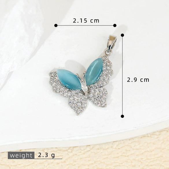 Copper Gold Plated Butterfly Pendant Earrings Accessories Insects Animals Zodiac Cartoon Style Microinlaid Electroplated