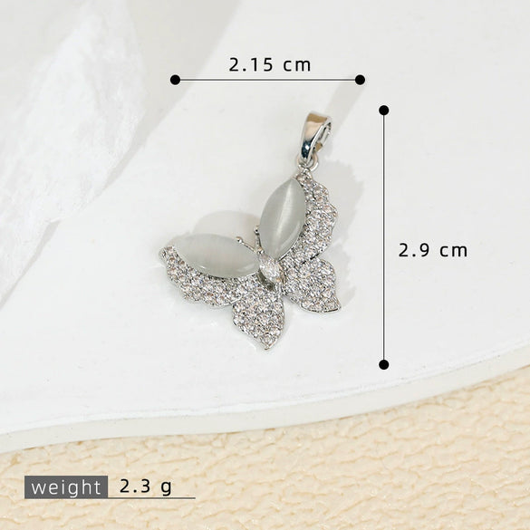 Copper Gold Plated Butterfly Pendant Earrings Accessories Insects Animals Zodiac Cartoon Style Microinlaid Electroplated