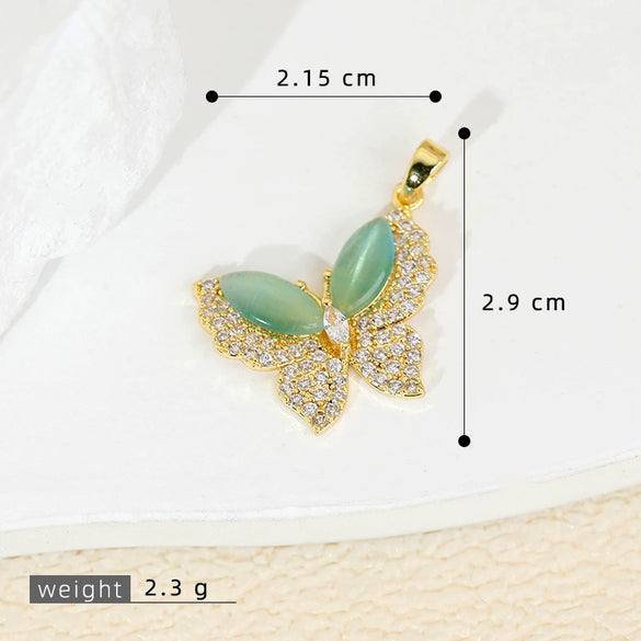 Copper Gold Plated Butterfly Pendant Earrings Accessories Insects Animals Zodiac Cartoon Style Microinlaid Electroplated