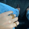 Copper Gold Plated Casual Simple Style Carving Solid Color Zircon Open Rings